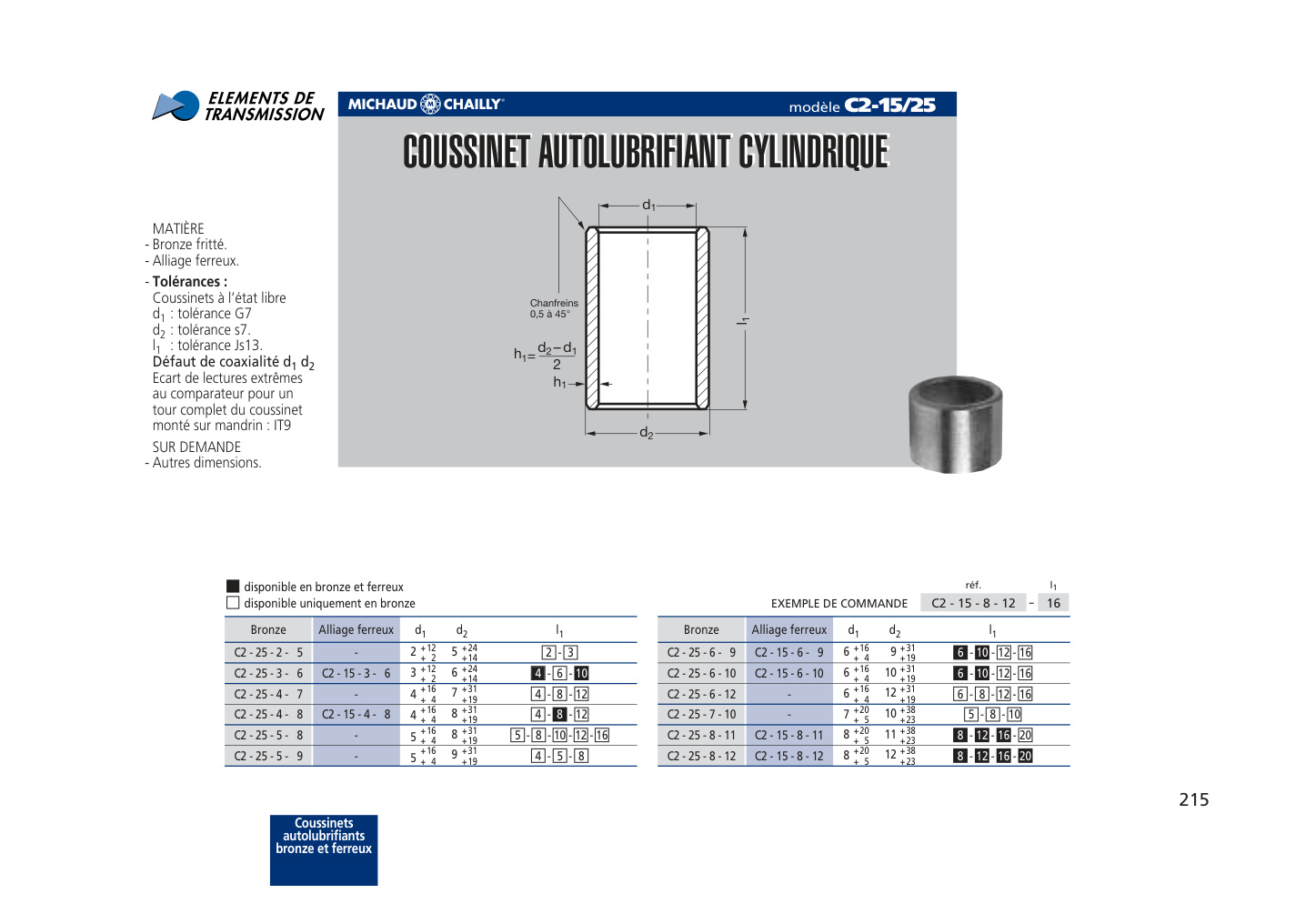 Coussinet autolubrifiant cylindrique.